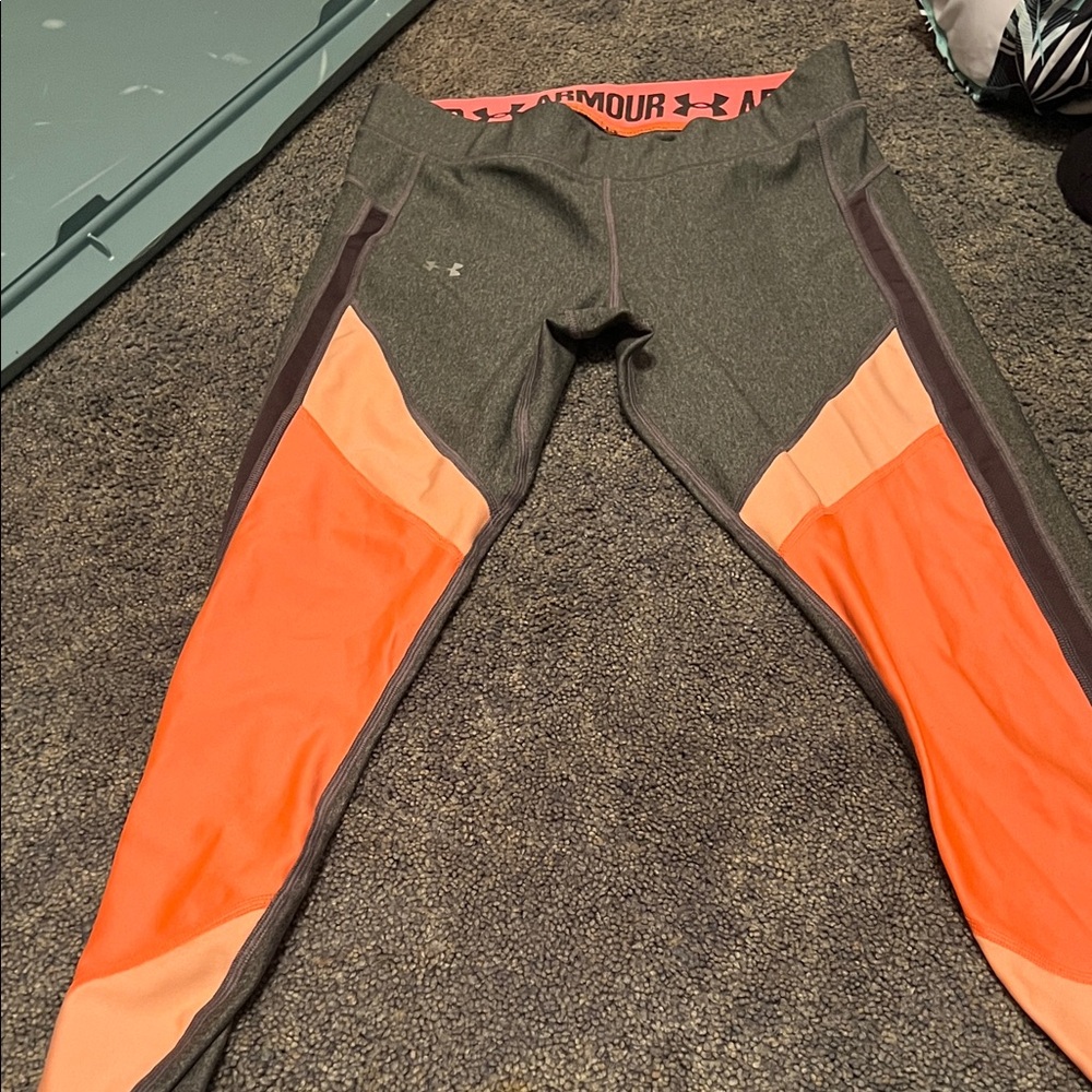 Under Armour Charcoal and Neon Orange Leggings